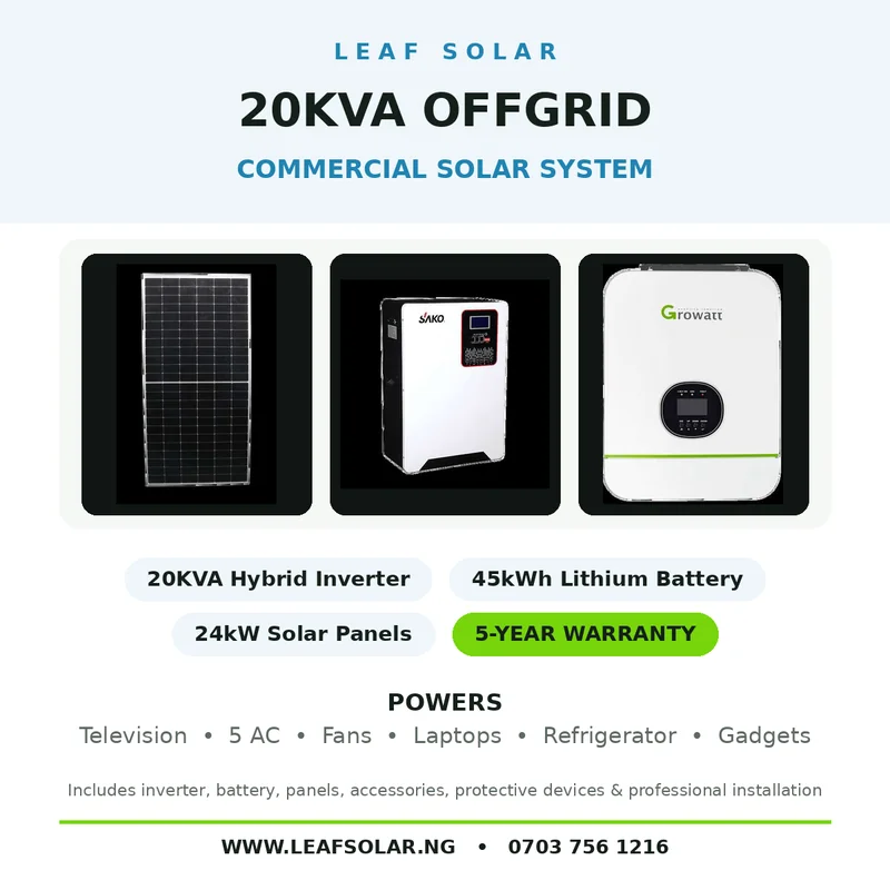 20KVA OFFGRID COMMERCIAL Solar Package (45kWh Lithium)